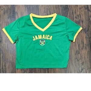 Jamaica Crop Top Size XL Green Yellow